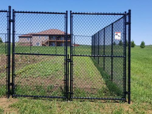 72" Tall - Commercial Black Chain Link Double Drive Gate - 8' x 6' / No Barbwire