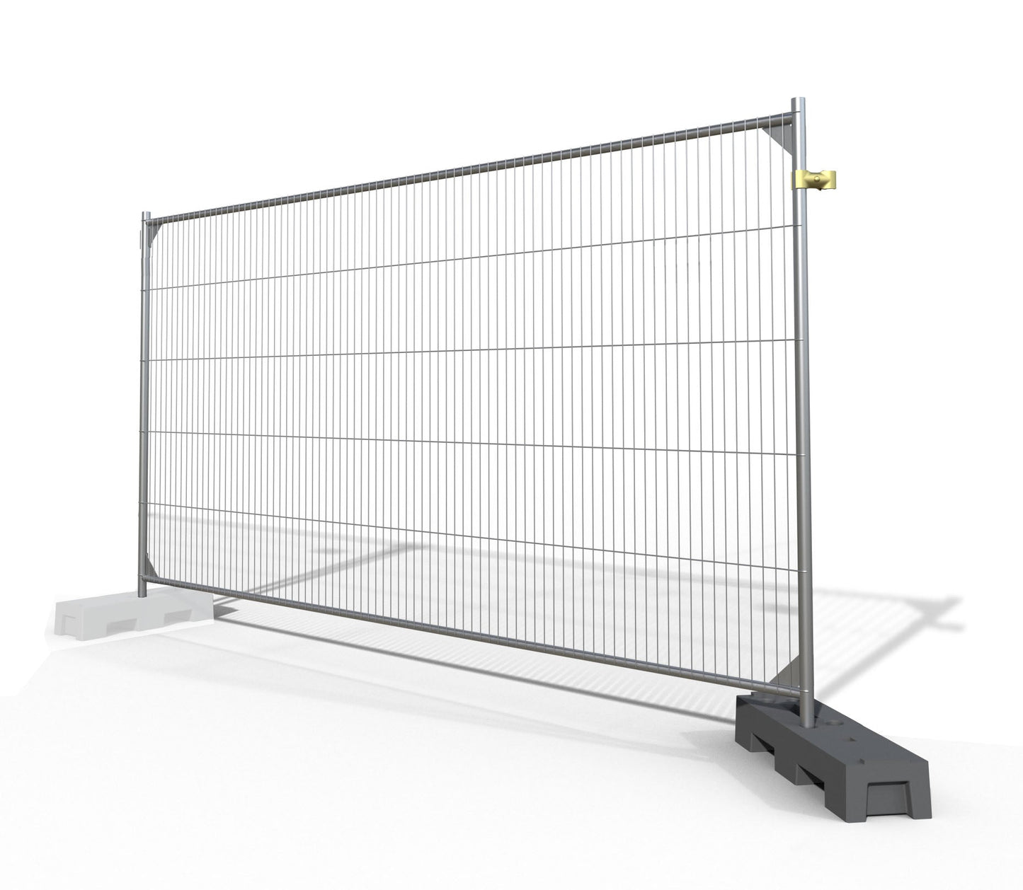 6.5' x 11.5' temporary fence panel kit with galvanized steel frame, vertical welded wire mesh, and stabilizing feet. Ideal for construction sites, crowd control, and event security.