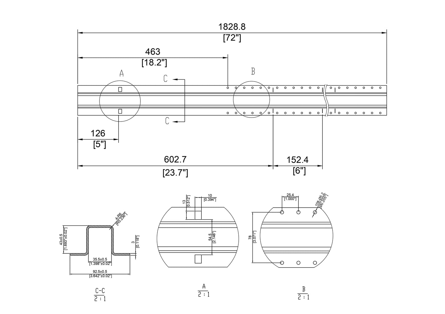 7' 11-gauge AFS Forever Galvanized Steel Post STD for Wood Fences