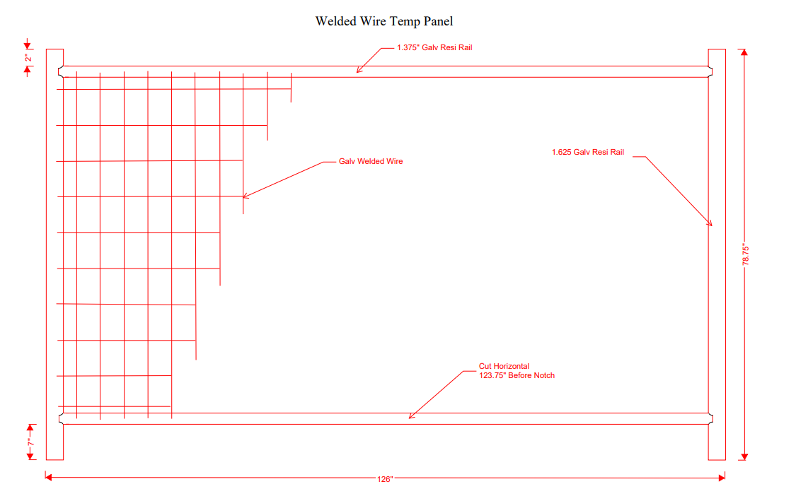 Anti-Climb Temporary Fence Panel- Truckload- 6'6" Tall x 11'-6" Wide