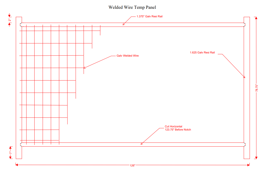 Anti-Climb Temporary Fence Panel- 6'6" Tall x 11'-5" Wide: 1000' Package