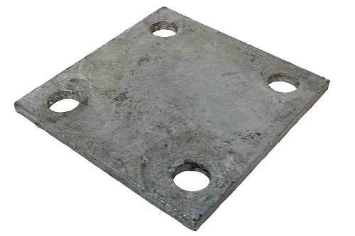 4" x 4" x 1/4" Galvanized Plate For Chain Link Fences